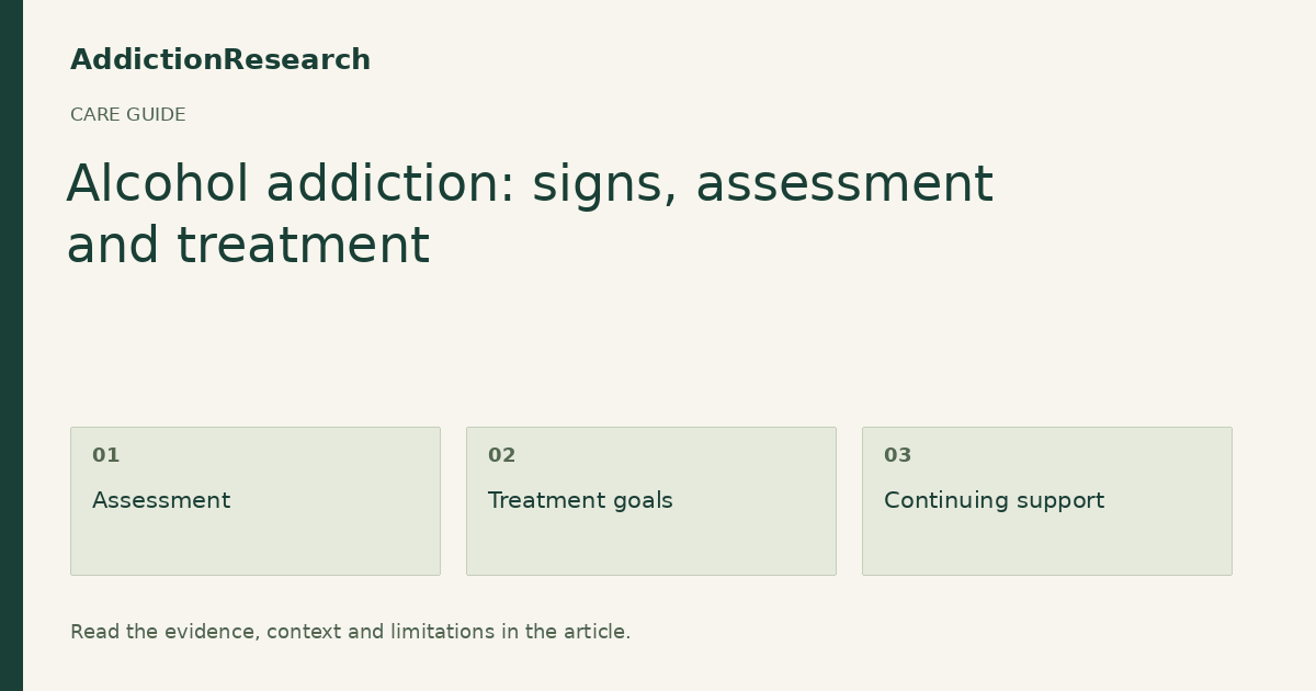 Alcohol addiction: signs, assessment and treatment: Assessment; Treatment goals; Continuing support.