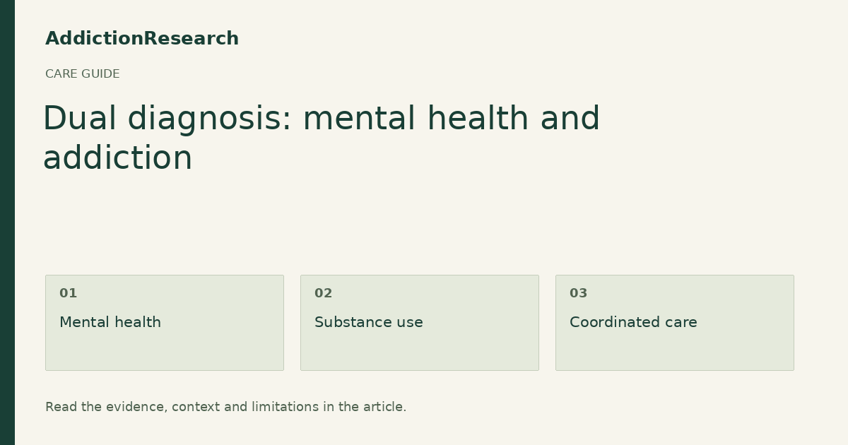 Dual diagnosis: mental health and addiction: Mental health; Substance use; Coordinated care.