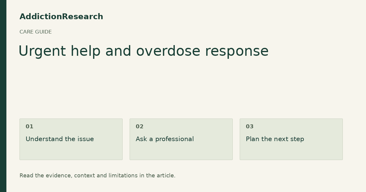Urgent help and overdose response: Understand the issue; Ask a professional; Plan the next step.